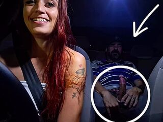 Slut works as a ride-sharing driver and catches a man masturbating in the back seat!