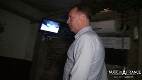 huge titted french hard banged in pov inside a sex-shop basement