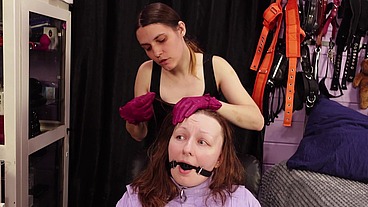 Slave girl hair cutting