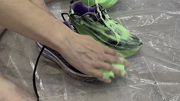 Trashing Sneakers (Trainers) with Super Sticky Slime