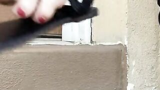 Fancy flip flop dangle on old mom toes