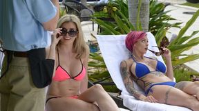 Glamorous outdoor FFM with Anna Bell Peaks and Cory Chase