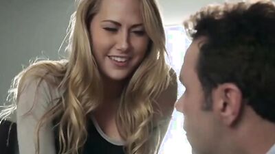 Blonde teen gets bent over and fucked by her stepdad