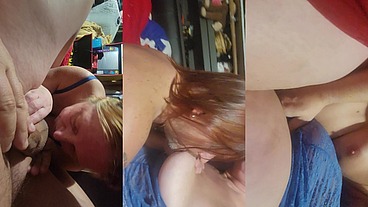 awesome cock sucking from this blonde wife