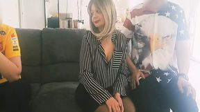 Mature woman pleases two guys with oral&#x1F61C; until they come on her face