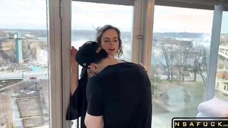Fucking 2 Guys in Hotel Window Husband
