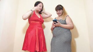2 older lesbians with fat asses and unshaved pussies have