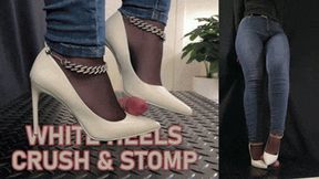 White High Heels Cock Crush and Stomp (Double Version) - Tamystarly - Balls Trample, CBT, Bootjob, Trampling, Shoejob, Stomping