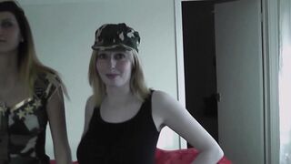 Eva and Jessica sucking on soldiers cock