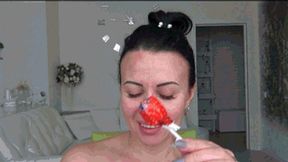 I will suck and lick a lollipop like your penis a