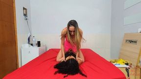 Farting lesbian in box, part 1, by Priscila Belini and slave Natally, (cam by Manu) FULL HD