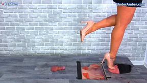 Feeding You Filth From The Soles Of My Nude Work Heels - Leg Cam - 152LEG - Face Trampling Trample Heel Gagging Shoe Worship Standing Crushing
