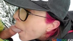 Juicy Cougar Craves Mountain Peaks' Peak Performer, Sucking like a Pro!