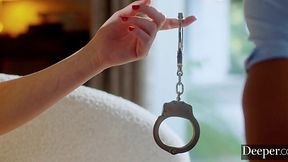 Redheaded beauty wants to be handcuffed and power-fucked as well