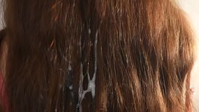 cum on my stepsister s hair when i helped comb her hair with my dick (video with face)