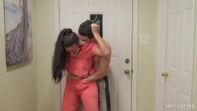 Busty nurse meets her eager husband after a long shift
