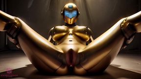 golden sex robot gets tested by a big black cock and receives cum inside - [ai porn]