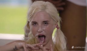 Blonde enjoys a black orgy