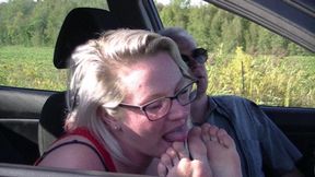 Foot love in his car (HD)