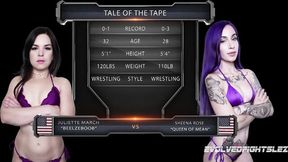 Evolved Fights Lez featuring Sheena Rose and Juliette March's strap on scene