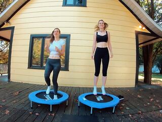 Piper Blush and Charlotte Blush on Trampoline, NO BRA