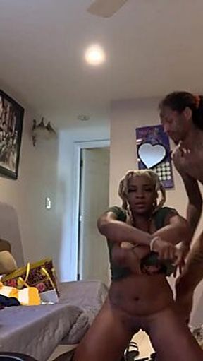Legendary chicken hawk Trizzy ravages deepthroating ebony in wild threesome