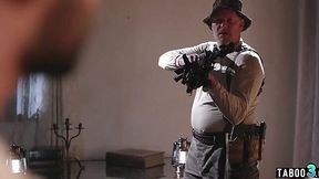 Army dude gets BJ from starving babe's cuckold husband
