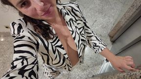 Stepmom seduces me in elevator, her juicy booty on display