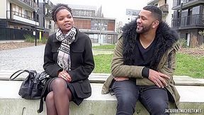 Tiny Ebony Vixen Shows Her Pussy On The Street