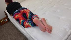 Dylan actively poses their bare feet (4k)
