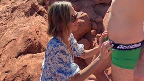 Wife Fucks Friend in Front of Husband While on Hike in the Desert Sloppy Seconds Creampie