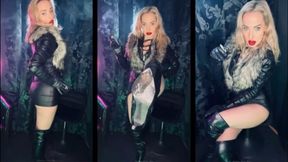 Your Leather Goddess smokes 2 Lucky Strike red at once