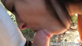 Hooker wants some cash before she gets on her knees to suck