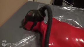 Latex-Loving Asian Chick Getting Triple-Dicked by Toys