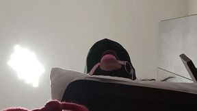 tied to a chair, blindfolded, gagged and fucked in every hole with anal creampie
