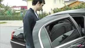 Blond bombshell gets pounded by 5 dudes in a German street limo