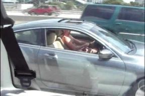 Horny amateur dude gonna flash himself in the huge window on the way