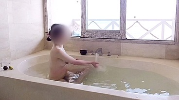 Bathing scene at a resort hotel