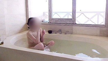 Bathing scene at a resort hotel