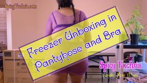 Freezer Unboxing in Pantyhose and Bra, mov