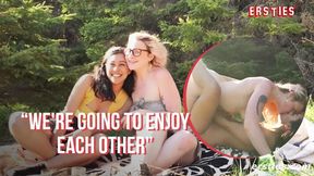 Lesbian duo Hanna and Jin get dirty outdoors; hot lesbian sex and butt&#x1F351; play ensues