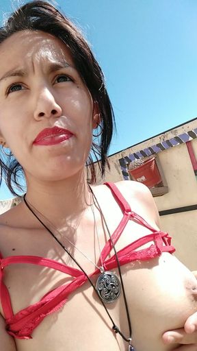 Brunette Masturbating Her Big-lipped Pussy and Ending with a Squirt