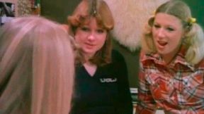 Sweet vintage lesbian sex session with three hot fuck dolls