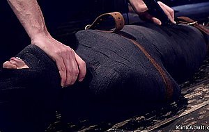 Blonde in device bondage dp fucked