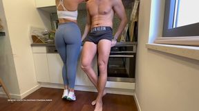 Gritty Gym Lovers Hotly Dry Hump in Kitchen Post-Session