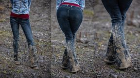 Trashing my Ado jeans in some mucky mud