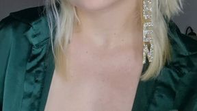 Braless Smoking in my green Satin Shirt