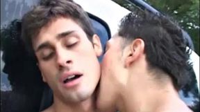 Young Gun and Kaden Roads get into a water fight, while washing the car. The boys swap kisses, before Young Gun throws Kaden on the hood of the car and sucks him off. Watch these smoking hot boys as they suck and squirt more than just water.