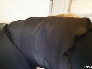 Real Public Airplane! Jerk off , Suck my cock ! Shows boobs