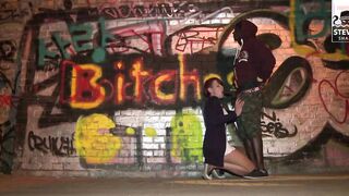 Long Ebony Dick into OUTDOORS!! A quick rough bang on the street: WILD CHERRY! StevenShame.dating